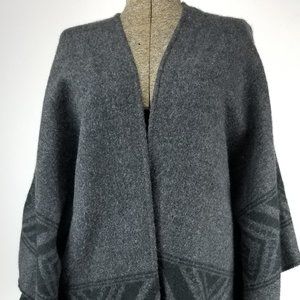 Gray Wool AEO Open Cardigan Poncho